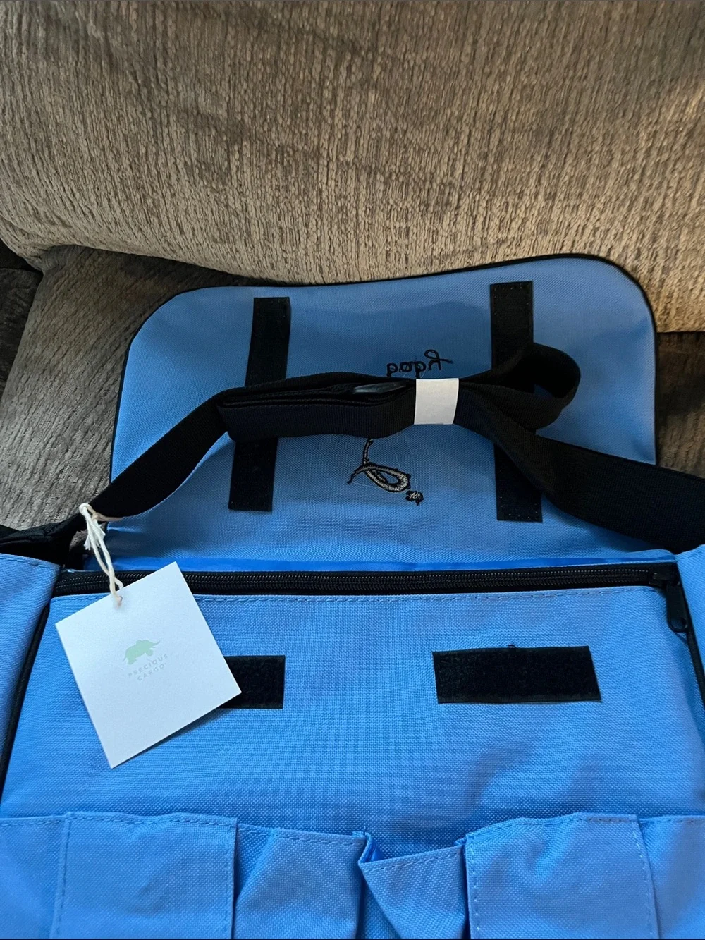 Premier Baby Light Blue Messenger Bag with Black Logo